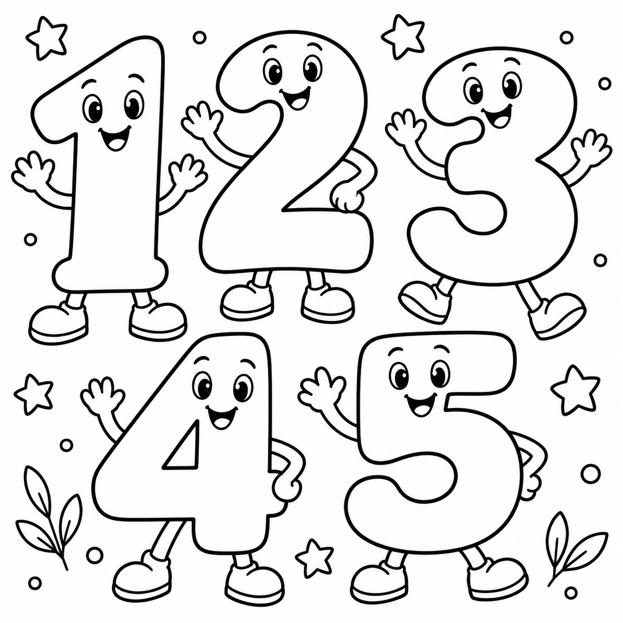 AI coloring page: 1, 2, 3, 4, 5 — free printable line art
