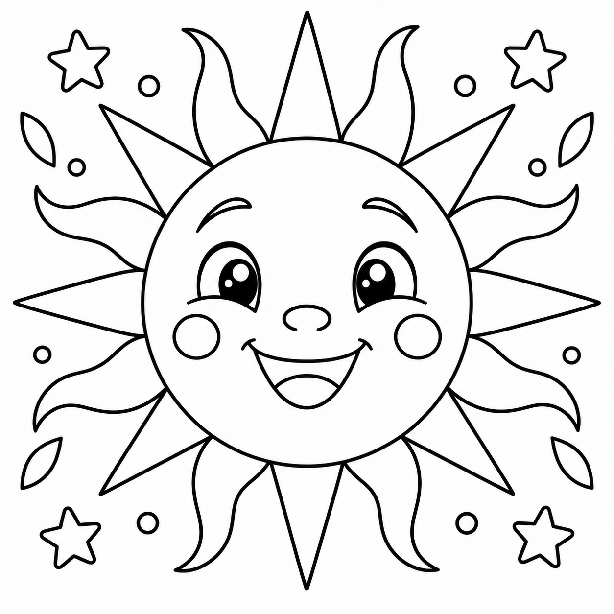 AI coloring page: sun — free printable line art
