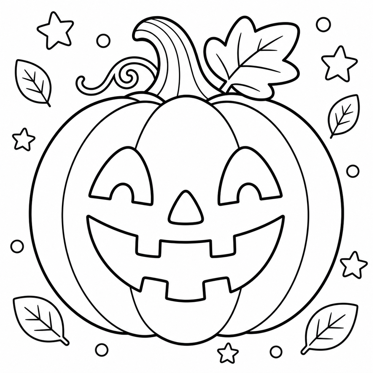 Free AI coloring page: a jack-o-lantern pumpkin — black and white printable line art
