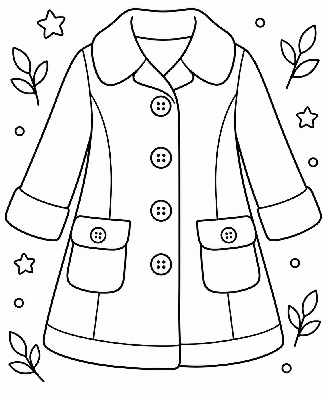AI coloring page: coat — free printable line art