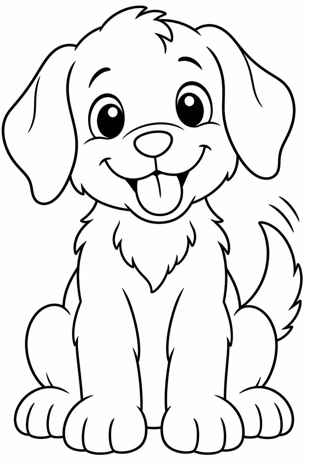 AI coloring page: Create a cute baby puppy colouring page for preschool children aged 3–6. Full-bo — free printable line art