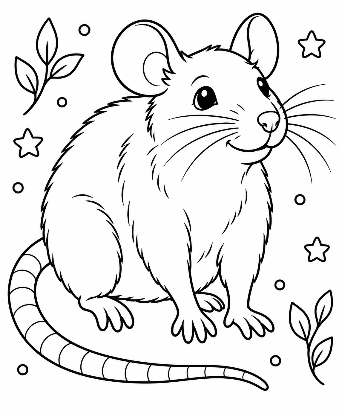 AI coloring page: rat — free printable line art