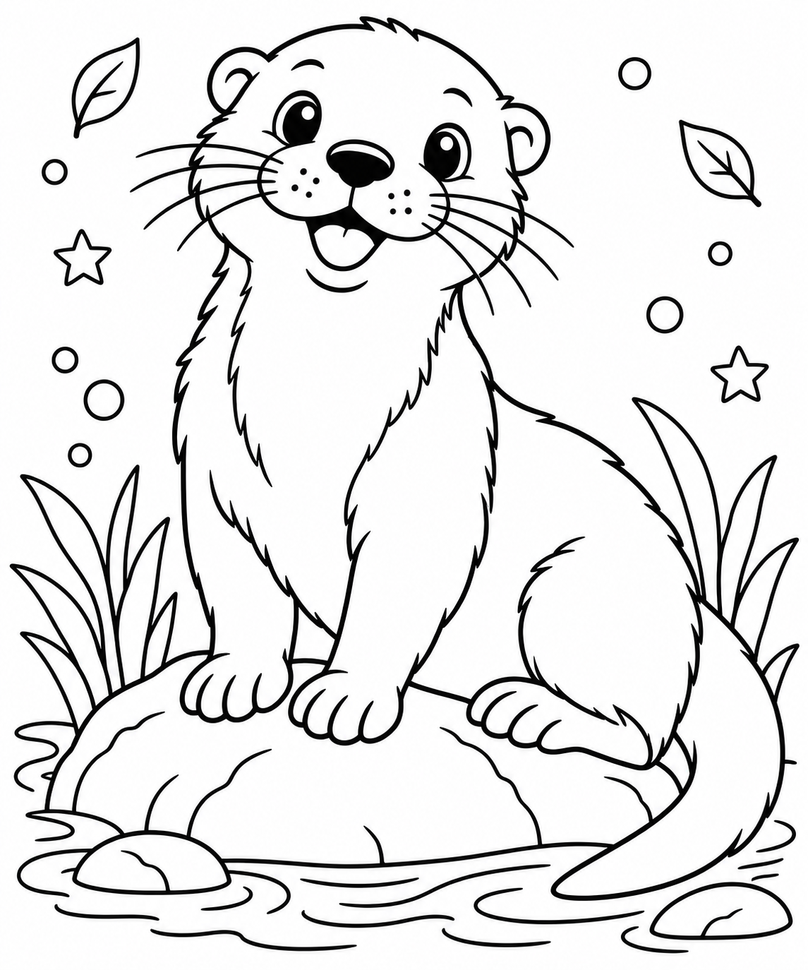 AI coloring page: otter — free printable line art