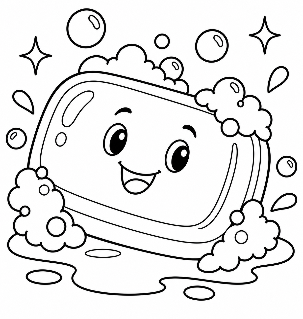 AI coloring page: Slippery soap — free printable line art