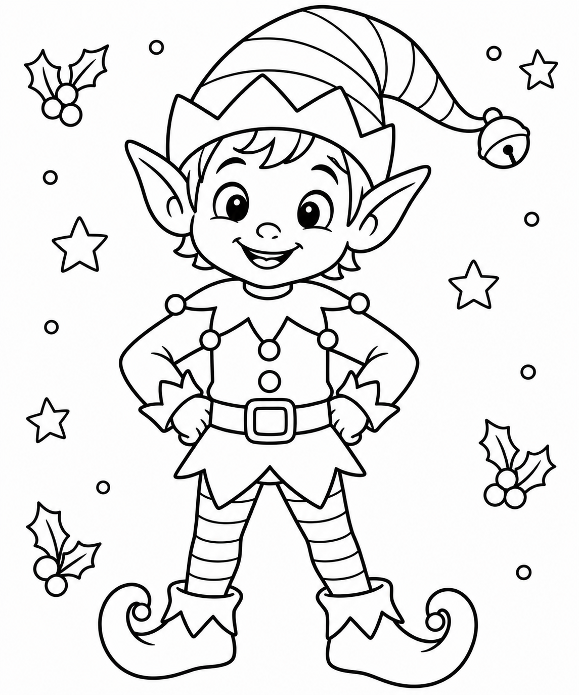 AI coloring page: elf — free printable line art