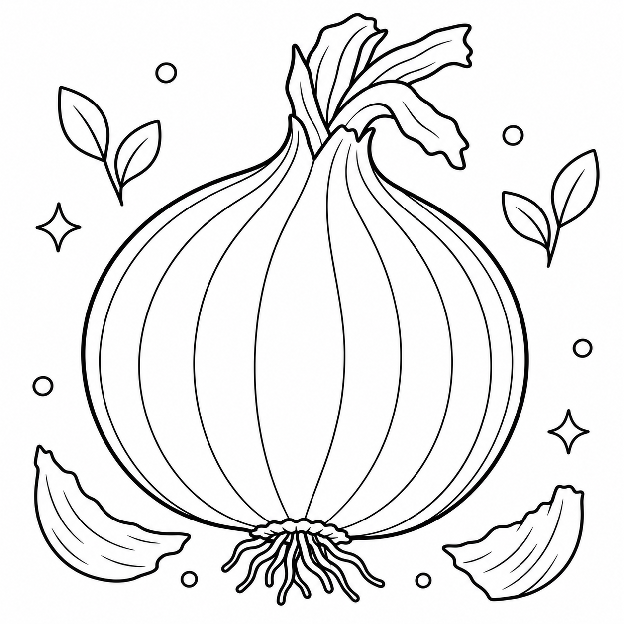 AI coloring page: Onion — free printable line art