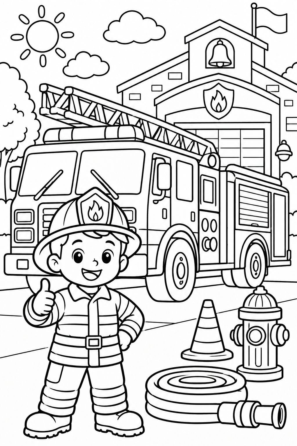 AI coloring page: Islamic coloring book page for children ages 3-8, black and white line art only, — free printable line art