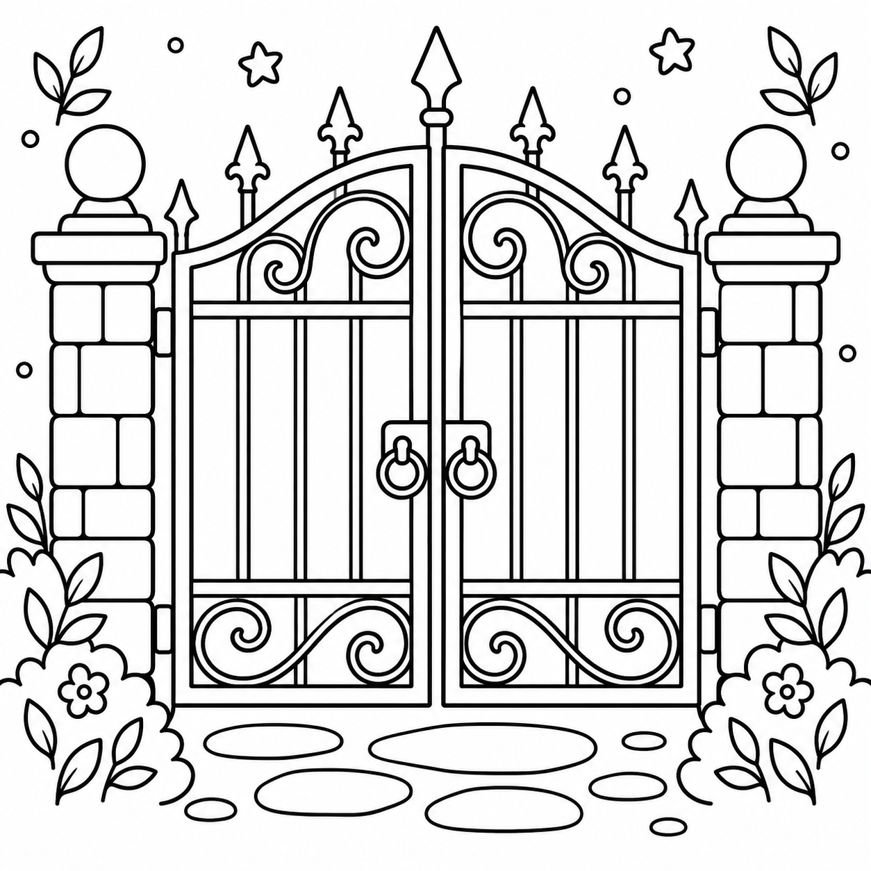 AI coloring page: Gate — free printable line art