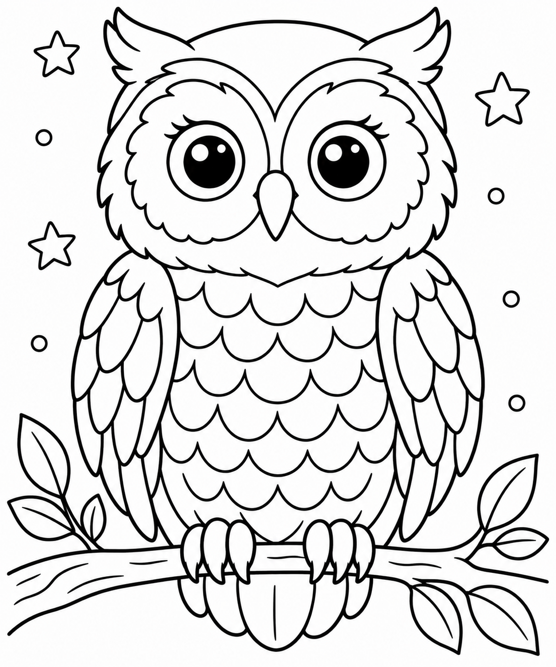 AI coloring page: owl — free printable line art