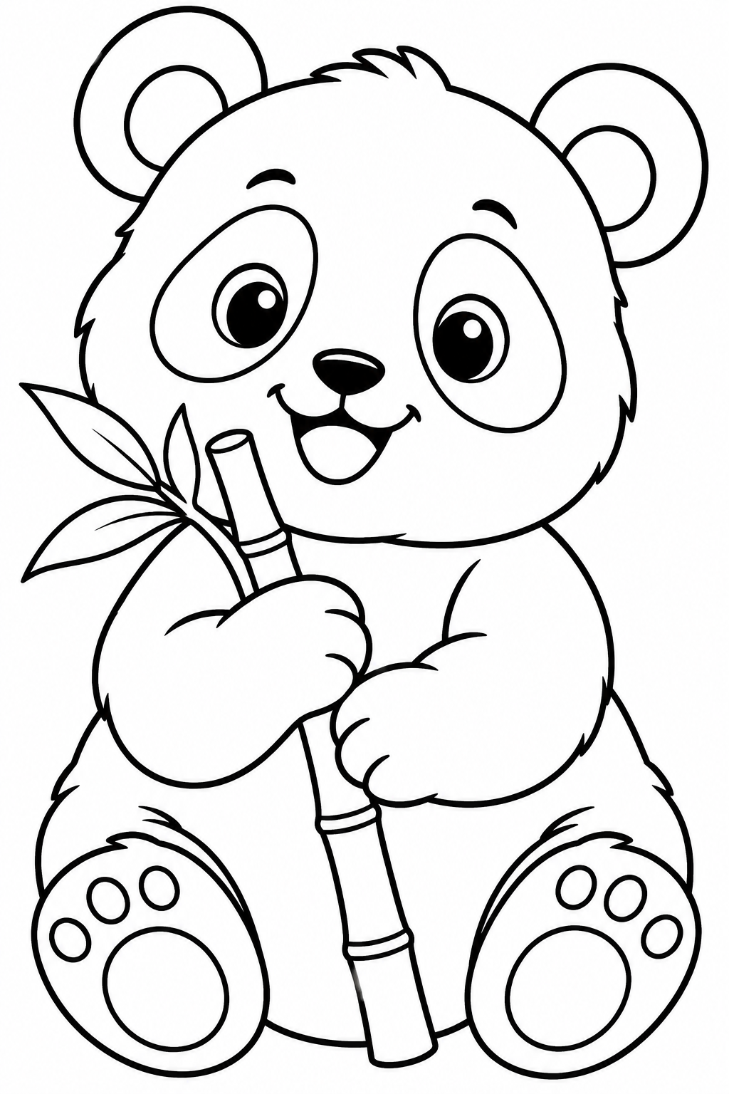 AI coloring page: Create a cute baby panda colouring page for preschool children aged 3–6. Full-bo — free printable line art