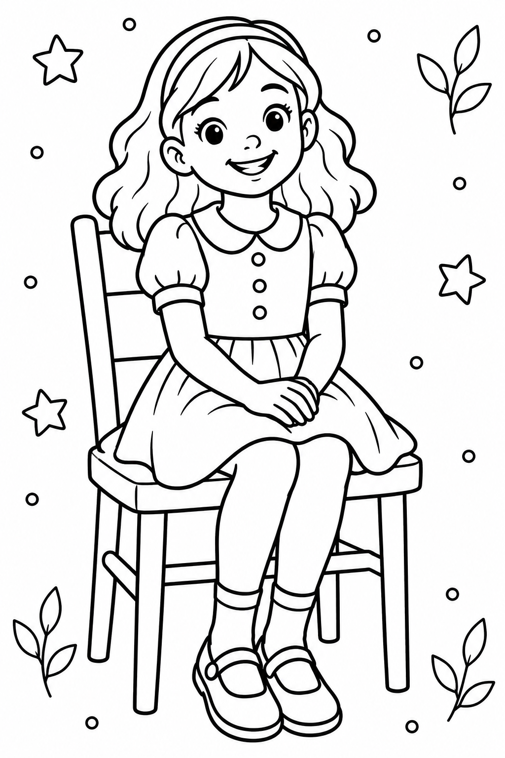 AI coloring page: A person sitting on a chair — free printable line art