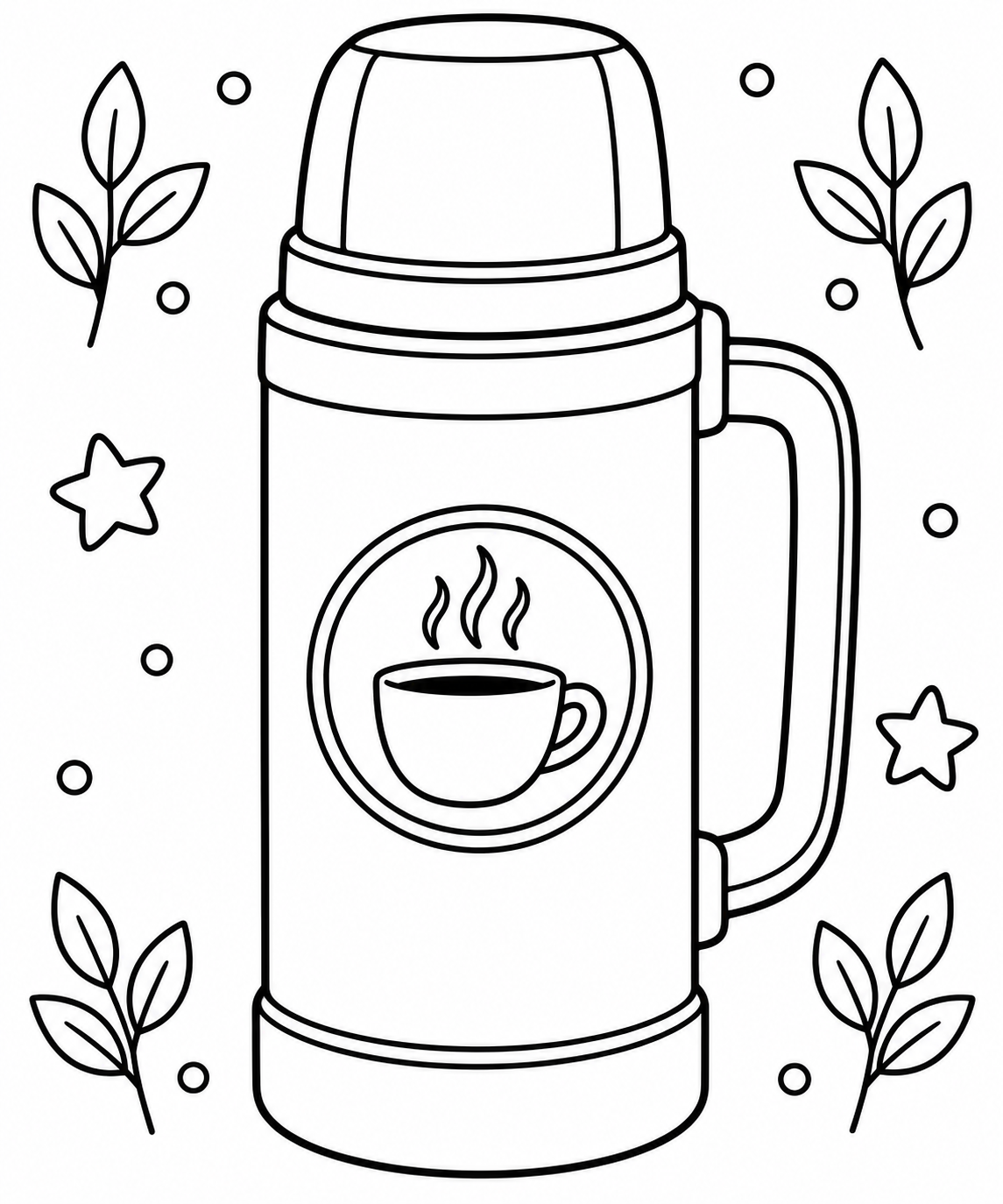 AI coloring page: coffee flask — free printable line art