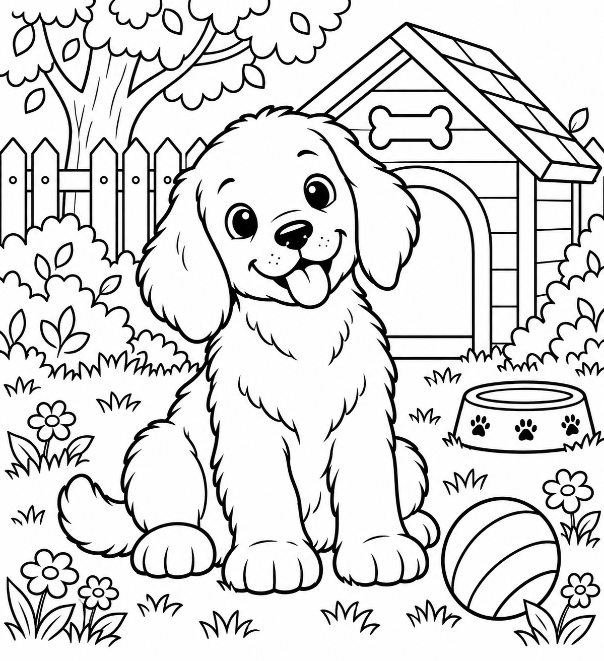 AI coloring page: Create a professional, polished children's coloring-book illustration for ages 4 — free printable line art