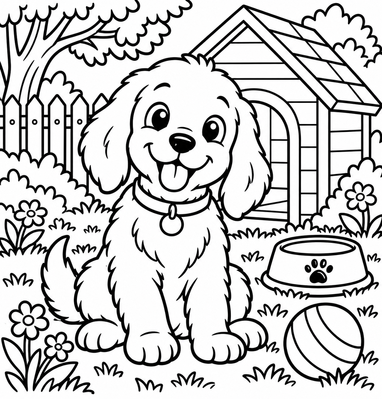 AI coloring page: Create a professional, polished children's coloring-book illustration for ages 4 — free printable line art